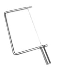 Rock Solid Stainless Steel Cheese Slicer Accessories For Hard Cheddar And Butter No Sweat Wire Cutter components close-up view on white background.
