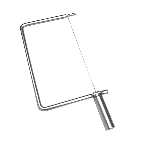 Rock Solid Stainless Steel Cheese Slicer Accessories For Hard Cheddar And Butter No Sweat Wire Cutter components close-up view on white background.
