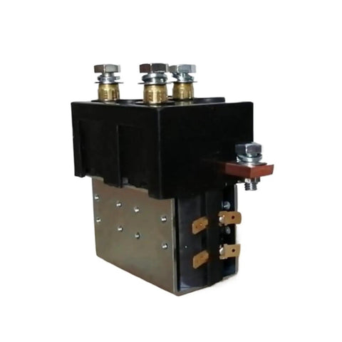 Heavy Duty Dc182 12V Contactor For Excavator And Forklift, industrial relay with metal and plastic components, front view.