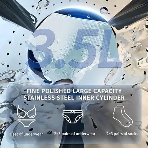 Hella Portable Mini Washer Dryer Combo Featuring Slick Touch Panel And Smooth Stainless Drum Built Legit For Messy Duds In Tight Spaces Making Housework A Total Breeze Today showing 3.5L capacity stainless steel inner cylinder with clothing guide.