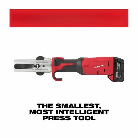 Built Tough Cordless Long Throw Plumbing Press Tool Kit Comes Loaded With Spare Battery Quick Charger Hard Case Slim Inline Frame Made For Fast Trade Work Every Time, showcasing compact design and features.