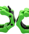 Beefy 2 Inch Barbell Clamps Set With Quick Release Locking Collars For Olympic Lifts Heavy Duty Bar Plate Clips For Bench Press And Deadlifts Ideal For Home Gym Training Pair Of Rugged ABS Nylon 2 Unit Clips, green pair