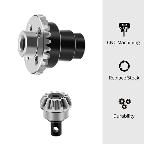 Axle Diff Gear Set 12T 24T Steel Bevel Gear Beefed Up Upgrade for FMS FCX24 1/24 and 1/18 RC Cars CNC Machined Hardened Steel Diff Gears