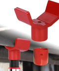 2 In 1 Bottle Jack Adapter Safe Steel Lifting Saddle for 3 Inch and 4 Inch Round or Square Axle Tubes, red, slip-free lifting
