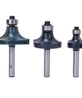 Top Quality 3pcs Round Over Router Bit Set for Woodworking Pros with High Hardness Carbide Tips, 1/4 Inch Shank Cutting Tools