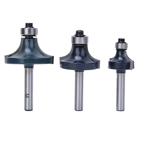 Top Quality 3pcs Round Over Router Bit Set for Woodworking Pros with High Hardness Carbide Tips, 1/4 Inch Shank Cutting Tools