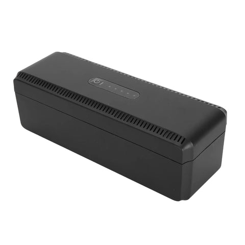 Check Out This Awesome UPS Battery Backup That Gives You Reliable 10400mAh Of Backup Power In A Pinch And Also Serves As A Go To USB Power Bank With 18W Of Multi Output Juice For Your Devices Using The US Plug - black UPS battery backup unit with power indicator.