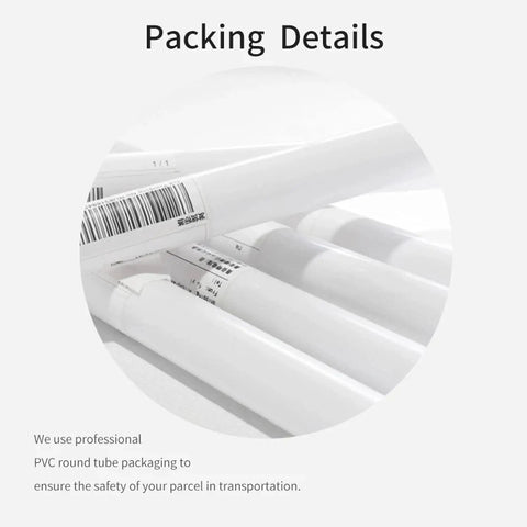 Packing details of Killer Vintage Lumber Cart Canvas Wall Art, PVC round tube packaging for safe transportation.