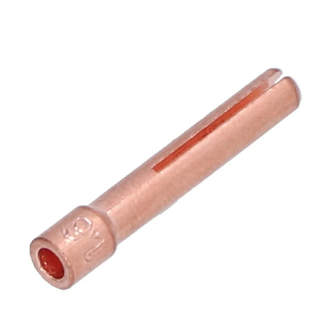 1.6mm Orifice Collet Copper Set With 20 Tungsten Electrodes for QQ150, single copper collet detail, premium copper build.