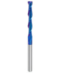 Router bit, 1/4 in shank, upcut spiral carbide, blue-coated 2-flute, 2 in cutting length.