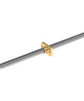 8Mm Brass Flange Lead Screw Nut With 2Mm Pitch And 8Mm Lead for CNC Parts and 3D Printer Upgrades, brass nut shown on threaded rod.