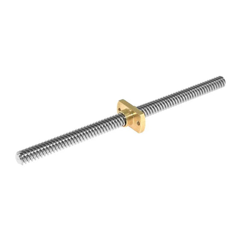 8Mm Brass Flange Lead Screw Nut With 2Mm Pitch And 8Mm Lead for CNC Parts and 3D Printer Upgrades, brass nut shown on threaded rod.