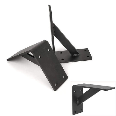 Heavy Duty Industrial Wall Mount Shelf Brackets Go To Space Saving Iron L Braces Sleek Black Floating Shelf Hardware top view