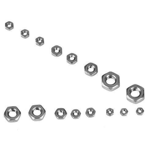 140 Piece Hex Nut Set In 304 Stainless Steel With M1 M1.2 M1.4 M1.6 M2 M2.5 M3 Sizes Seven Types Of Hex Nuts