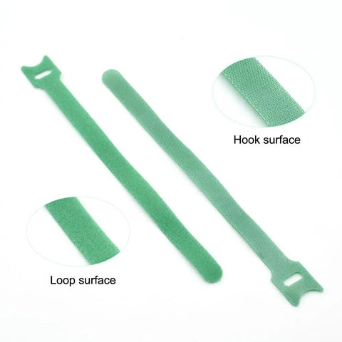 Green Garden Cable Ties for Plants and Vines, Adjustable Nylon Ties with Hook and Loop Surface, 8 Inch, 100 Pack