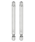 Heavy Duty 2 Pack T40 Security Torx Bits For Quarter Inch Hex Shank 3 Inch Long S2 Steel Magnetic Star Driver With Hole