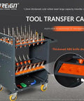 CAT40 Classic Mobile CNC Tool Storage Cart With Wheels, Pro Grade CNC Tool Holder Keeper For Machining Centers, Antique Grey Finish