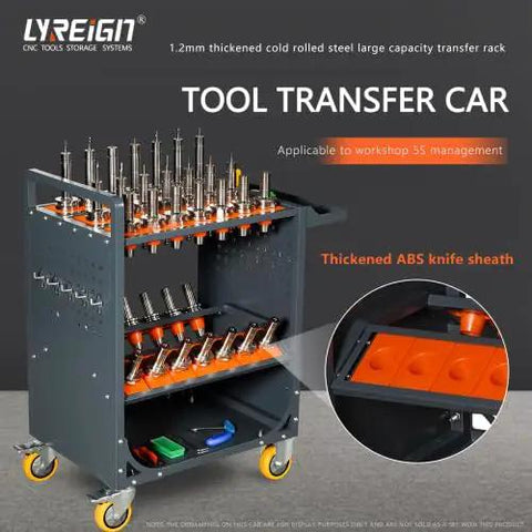 CAT40 Classic Mobile CNC Tool Storage Cart With Wheels, Pro Grade CNC Tool Holder Keeper For Machining Centers, Antique Grey Finish