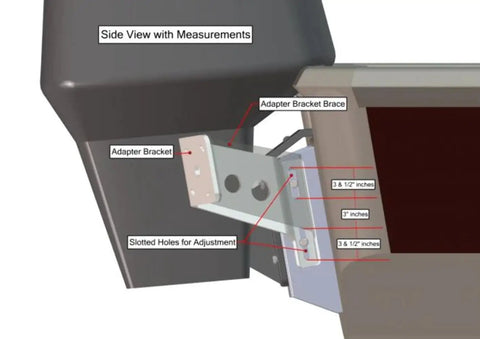 Braced Side Mount Adapter Plate Kit For S-8-6 Port Black, Easy Install For Shallow Water Anchors, side view with measures