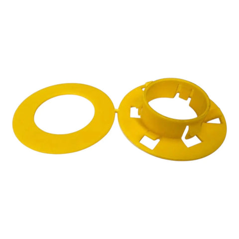 Yellow Polypropylene Wire Bushing For Two By Four Metal Studs To Keep Cable Jackets Safe While You Run Draws Smooth With No Sweat. Heavy Duty Grommet Guard For Trades And Diy Pros. Pack Of Fifty Plastic Sleeves, shown in detail.