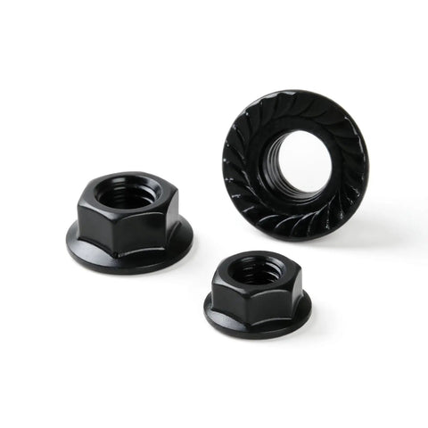M10x1.5 Serrated Flange Hex Nuts Anti Loosening Black Oxide Finish 15mm nut 21.8mm flange 10mm height shown in detail