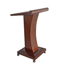 Hassle Free Wood Lecture Podium Glides Smooth Over Rugged Casters Features Handy Storage Shelf Sturdy Teacher Speaking Platform