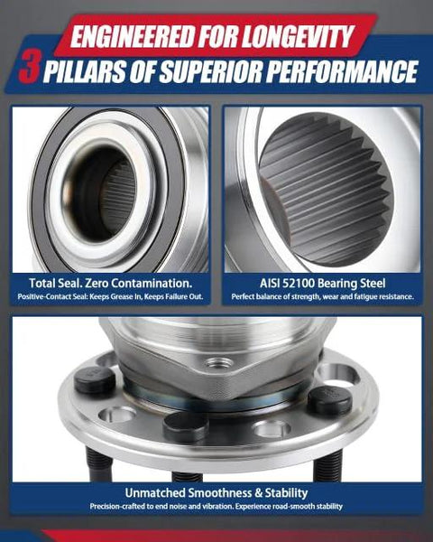 Hub Bearing Assembly Front And Rear 5 Lug With ABS For GM Vehicles 2010 To 2017 features and durability highlights