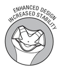 Illustration of unisex golf tee head emphasizing enhanced design and increased stability for Unisex Golf Tees 30 Pack Citrus Pink 3.25 Inch Plastic Tees For Longer Drives With Low Resistance Aerodynamic Design And Enhanced Stability For Consistent Tee Shots And Game Day Confidence.