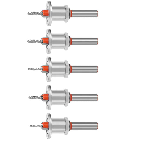 5 Pieces Tapping Screw Drill Bit Alloy Steel W/Adjustable Positioner For Wood Projects And Cabinets, sharp tips for countersinking.