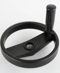 Rock Solid Two Spoke Foldable Hollow Handwheel With Crank Handle And 10 To 20mm Bore for industrial lathe applications.