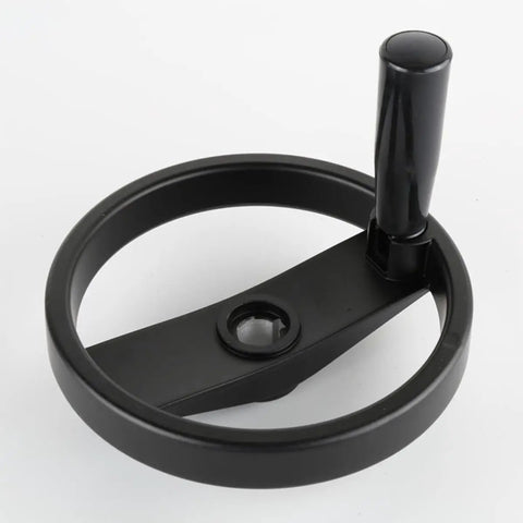 Rock Solid Two Spoke Foldable Hollow Handwheel With Crank Handle And 10 To 20mm Bore for industrial lathe applications.