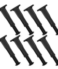 Beefed Up Heavy Duty Adjustable Furniture Legs 8 Pack Waterproof 7.6 To 13.5 Inch Easy Install Replacement Feet For Cabinets And Tables Floor Friendly Sofa Table Support Durable PP Material. Black, assembled view angled.