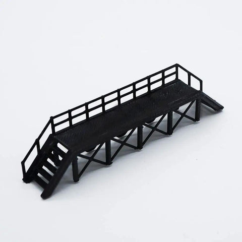 Premium 3D Printed HO And OO Scale Train Locomotive Maintenance Platform With Authentic Workshop Props And Detailed Repair Stand Gear, black resin ramp model.