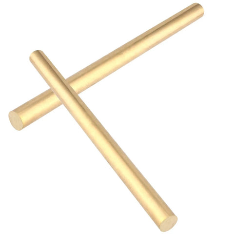 2 Pack Three Quarters Inch Brass Rods, 11.81 Inch Length, Solid Lathe Bar Brass Stock For Crafts shown overlapping