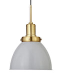 Front view of Industrial Dimmable Pendant Light Fixture 12 Inch Wide With Flat Gray Shade And Gold Accents Two Tone Finish For Kitchen Island Dining Room