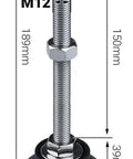 Adjustable Leveling Feet Heavy Duty Swivel Glide Pads with cushioned rubber bottoms, M12 nylon base, 60mm contact patch.