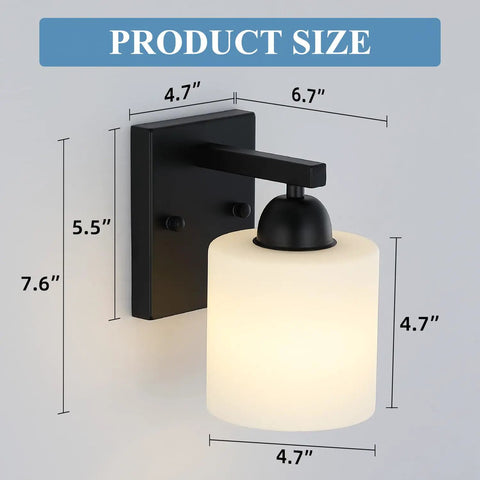 Chill Out Matte Black Milk Glass Wall Sconces Bringing Soft Warm Light To Your Space Premium Metal Build Rust Resistant Finish measured dimensions