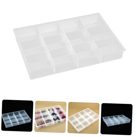 Smooth Operator Multi Grid Plastic Jewelry Tray Keeping Rings Chains And Daily Baubles Neatly Stashed Sweet Home Vanity Desk Organizer with 12 compartments.