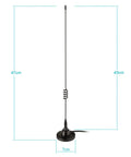 Dual Band Car Ham Radio Antenna With Rock Solid Magnetic Base For VHF UHF 136 to 174MHz 400 to 520MHz, 47cm height, 7cm base diameter