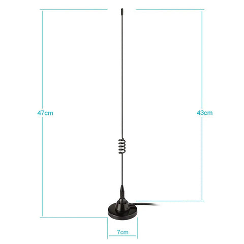 Wide Range Ham And Police Scanner Antenna With Magnetic Base, 20MHz To 1300MHz, 50 Ohm, 47cm, BNC Male Connector, 3m RG58 Cable