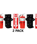 2 Pack 20 Lb Class ABC Fire Extinguisher Kit With Wall Mount Bracket And Status Sign showing two extinguishers and wall mounts.