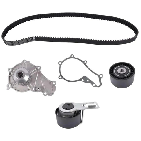 Premium Timing Belt And Water Pump Replacement Kit For Citroen C3 C4 Ford Focus Mondeo 1 6 Liter Diesel Engine TDCI HDI Type High Quality Heavy Duty Long Lasting Build Perfect For Mechanics Or Car Enthusiasts Who Need Quick And Easy Fixes Today. timing belt, water pump, pulley, gasket, and tensioner set