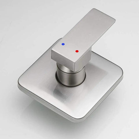 Brushed Nickel Shower Faucet Set With Rainfall System, All Metal Solid Brass Valve Body control handle top view