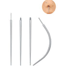18 Gauge Piercing Taper Kit with mixed threadless and threaded insertion tapers in straight and curved styles, stainless steel, 28 mm length