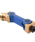 Heavy Duty CNC Mill Machine Positioner Featuring Adjustable Work Stop Locator And Secure Vise Limiter, blue precision part.