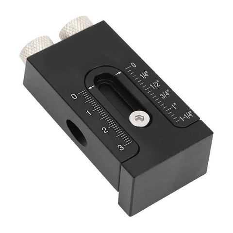 Pro-Grade Pocket Hole Jig Kit With Oblique Drilling Locator And Dual Woodworking Guides shown in close-up view, black aluminum alloy body.