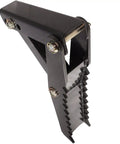 Close-up of 32 Inch Beefy Extreme Weld On Backhoe Thumb Clamp With Five Eighths Inch Steel Plate Assembly Black Finish, Adjustable Teeth Bars