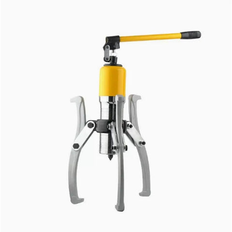 Auto Shop Essential 5 Ton Mini Hydraulic Gear Puller Kit With Rock Solid Three Prong Jaw Design used for removing wheel bearings.
