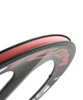 Tri Spoke Carbon Wheelset for 700c Road Bikes with Matte Finish Clinchers, close-up of rim edge.