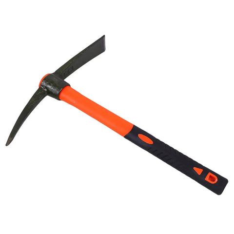 Heavy Duty Mattock With Fiberglass Handle For Digging, Breaking Hard Soil, Landscaping, Camping, Paving, Excavation And Trail Maintenance